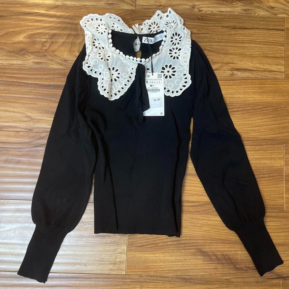 Zara Black Knit Sweater NWT